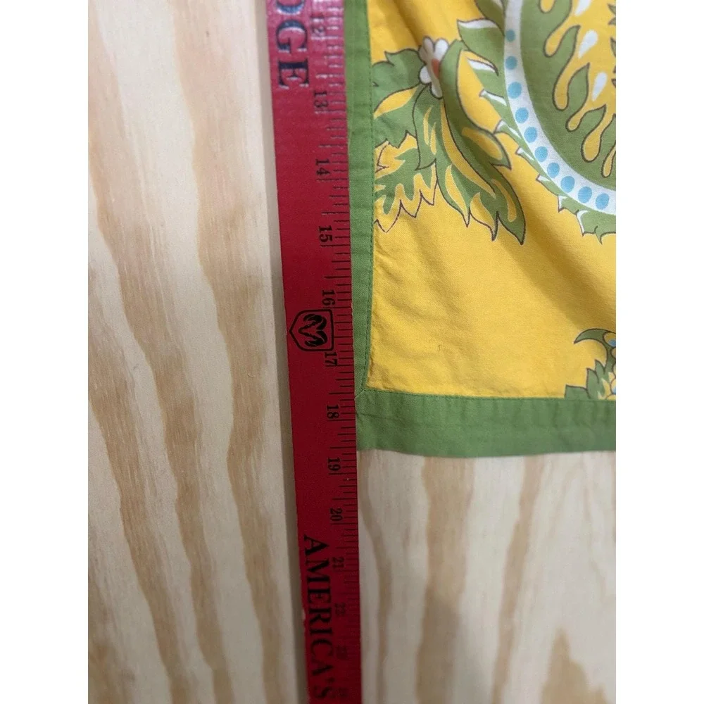 Pier 1 Imports Reversible Floral Striped Pillow Sham 2 Yellow Green 19x19 Square